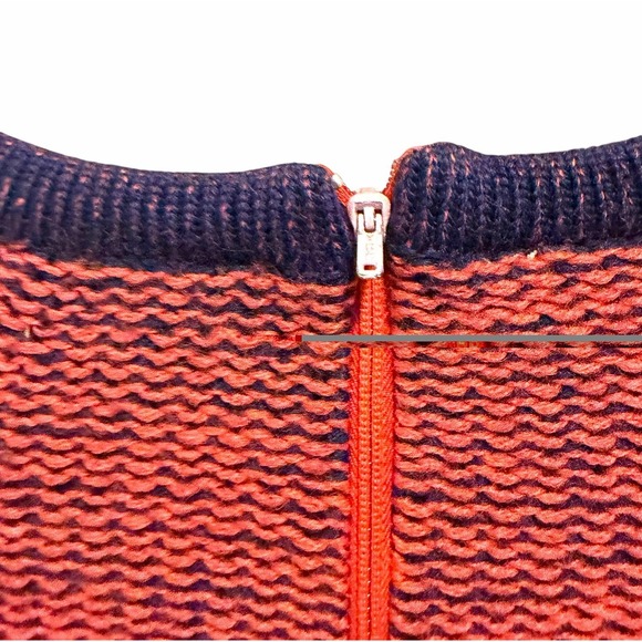 Vintage 100% Wool Knit Dress US Womens Small Red Navy Boho Indie Retro - Picture 12 of 16
